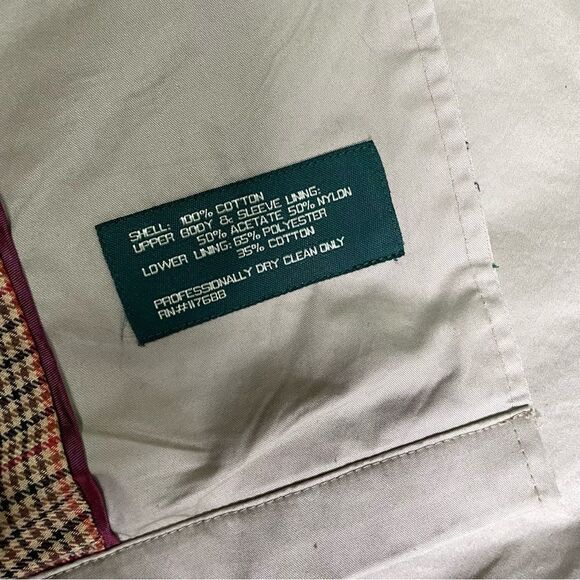 Lauren by Ralph Lauren Men's Mackintosh Trench Coat Lined Size 46R‎ - Picture 8 of 9